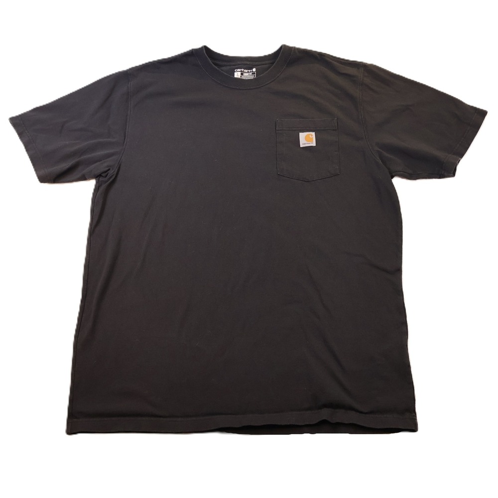 Carhartt Mens L Tall K87 Pocket T-Shirt Black Loose Fit Cotton Workwear Tee‎